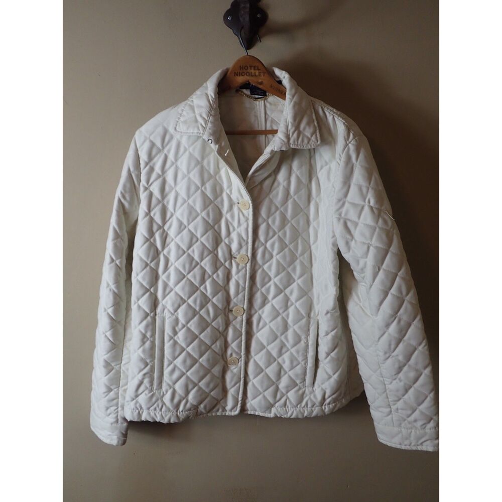Ralph Lauren Large Quilted White Cream Lightweight Jacket Classic Luxury Preppy